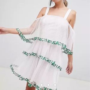 ASOS DESIGN Lace Trim Tiered Tulle Mini Dress 6